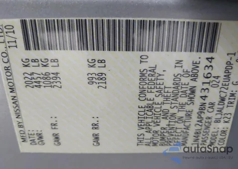 2011 Nissan Altima 3.5 Sr from USA, damaged, VIN 1N4BL2AP9BN431634